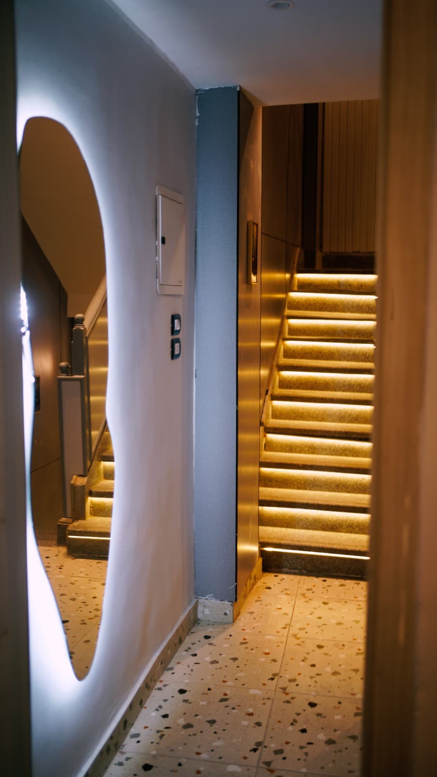 Atmospheric staircase leading to the Madina rooftop